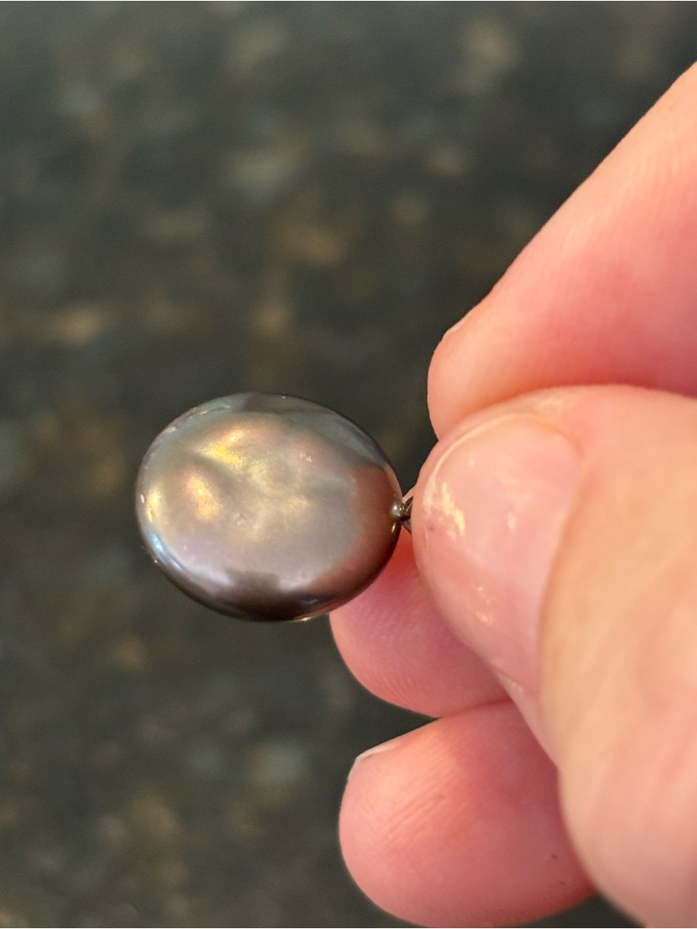 Sterling Silver 925 Shell Pearl Pendant Gray Button Dome 12–14mm - Picture 8 of 8